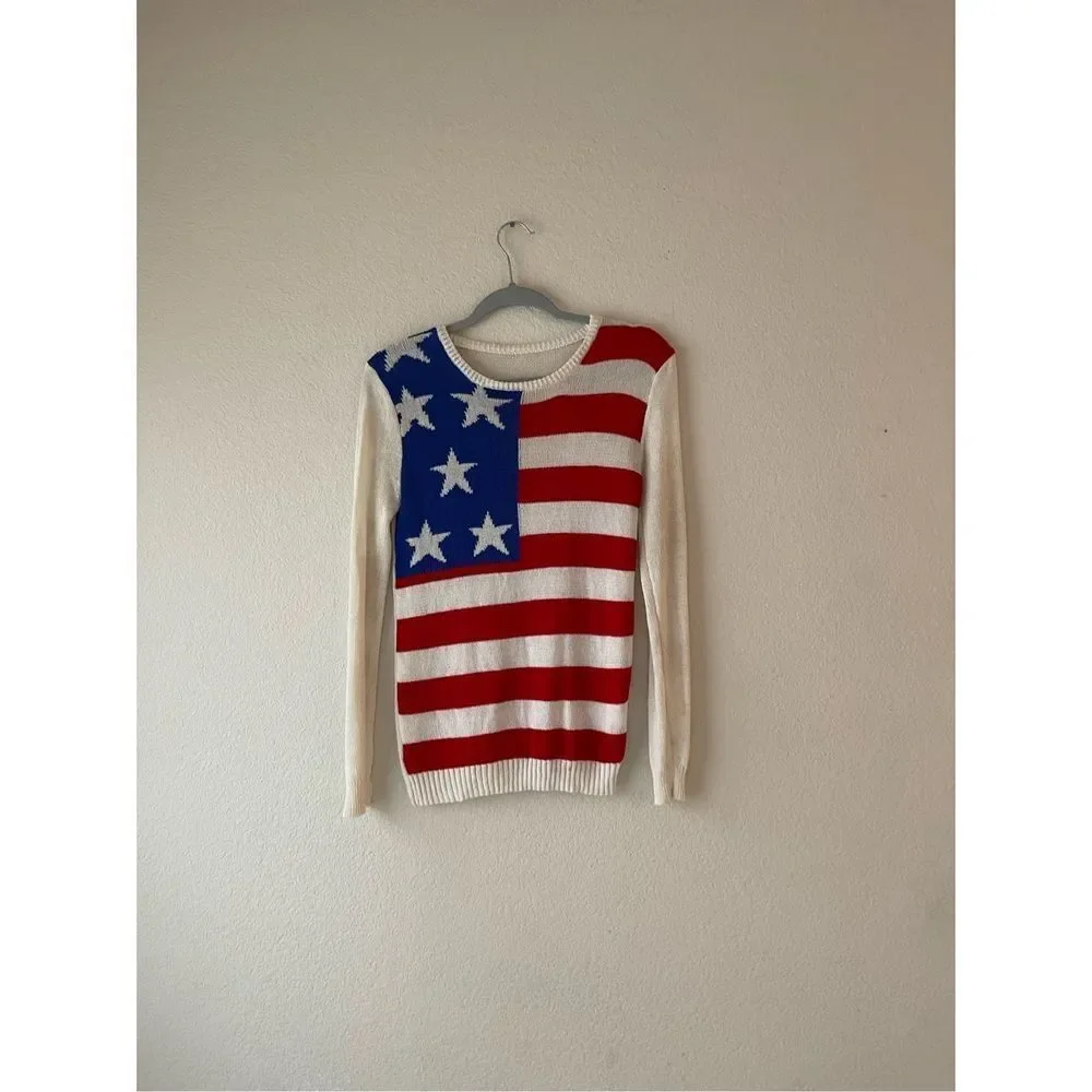American flag themed sweater xs‎